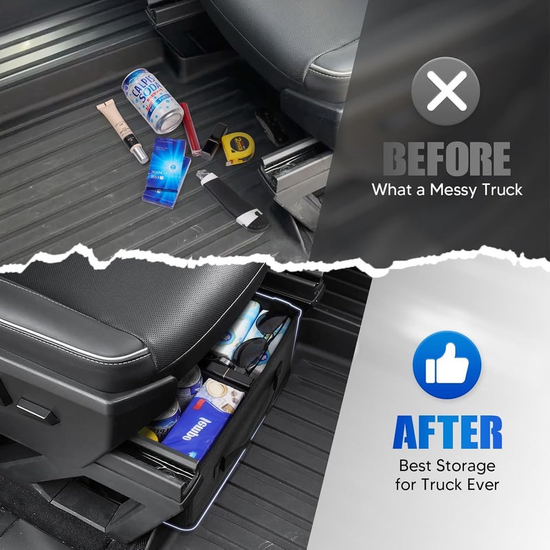 AUTOFIT Cybertruck 1st Row Under Seat Front Storage Box 2PCS - Truck Under Seat Tool Box for 2024 Tesla Cybertruck with Removable Dividers, 600D Oxford Cloth, Cybertruck accessories Mesh Organizer - Image 4